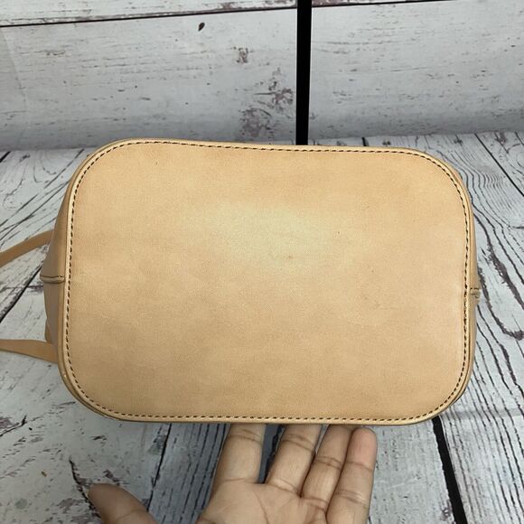 Zara Vegan Leather‎ Tan Handbag Tassel Charm Neutral Boho Bucket Bag - Picture 6 of 14